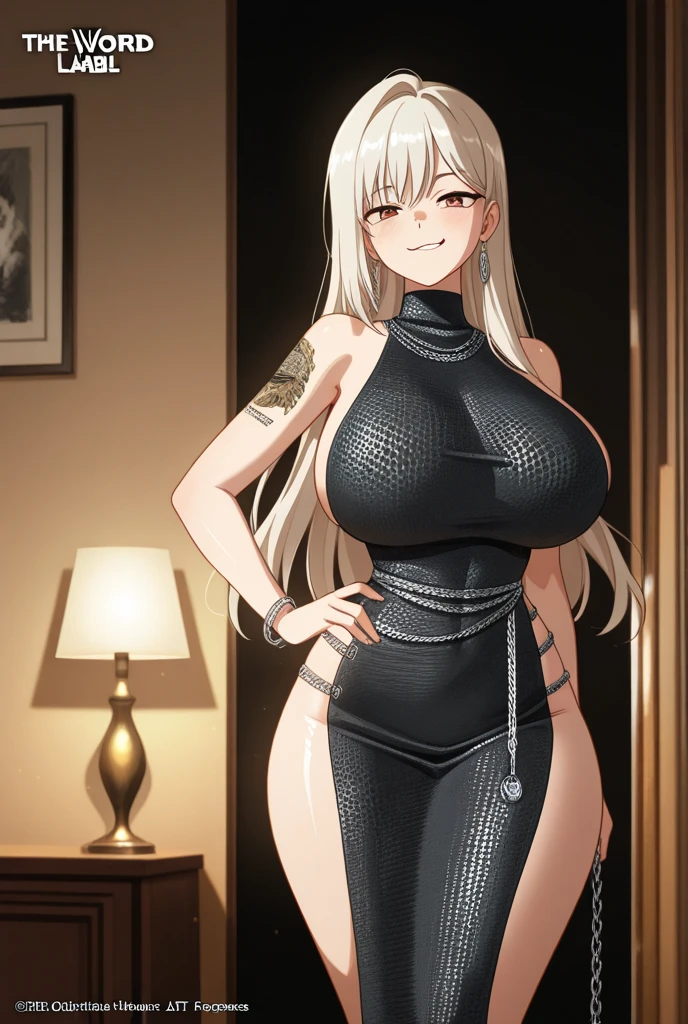 masterpiece, 1 girl, alone, Shortcuts, , Niijima Sae (Persona 5)、Looking at the audience, Big Breasts, Mature Woman, blush, smile, Silver Hair、Red eyes, Pink Bed, Mature Woman,Golden latex gloves,Golden off-the-shoulder latex suit,Gold Skirt,Golden off-the-shoulder latex,Golden latex skirt,Latex shirt,Golden latex off-shoulder shirt,Armpit sweat, Pose standing thigh sex,Thick thighs, View from below