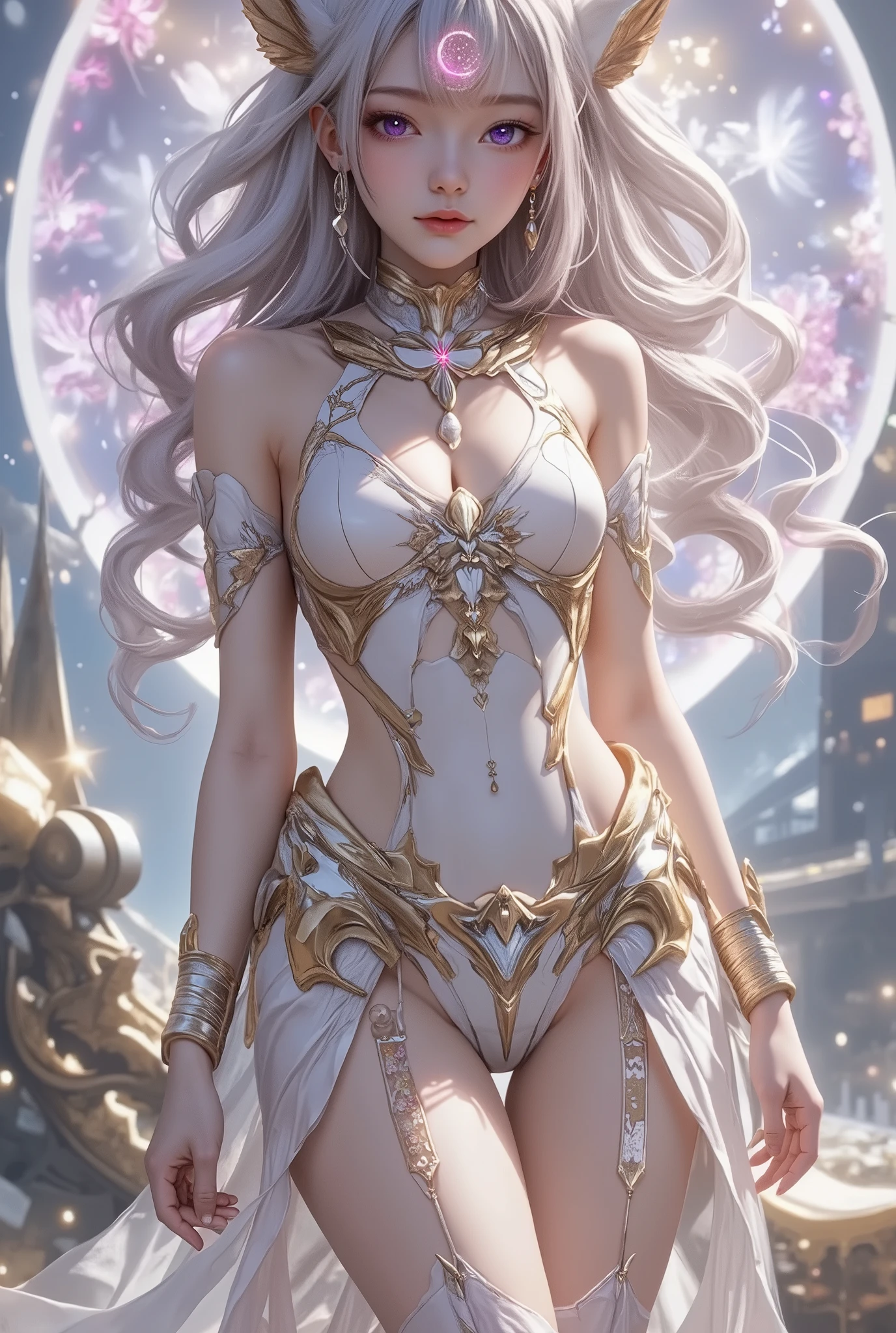 "IRIS". Not safe for work.  Realistic photo. Waist up photo. IRIS. Beautiful young winged woman. Well-proportioned, athletic and slim body. Golden wings on her back. Silver hair with rainbow colored highlights. She wears a Grecian tunic made up of flashes of transparent rainbow-colored lights. Smile on her face. Yellow eyes. She is on top of a fluffy cloud creating a rainbow with her hands.. ((masterpiece)).  Professional photography, ultra-sharp focus.  RAW analog photography, 80mm f2.8 lens, best quality, ultra detailed, 64k, intricate detail, minute detail, detail rendering, lifelike detail.  Detailed hands, perfect eyes, detailed face, natural pose.