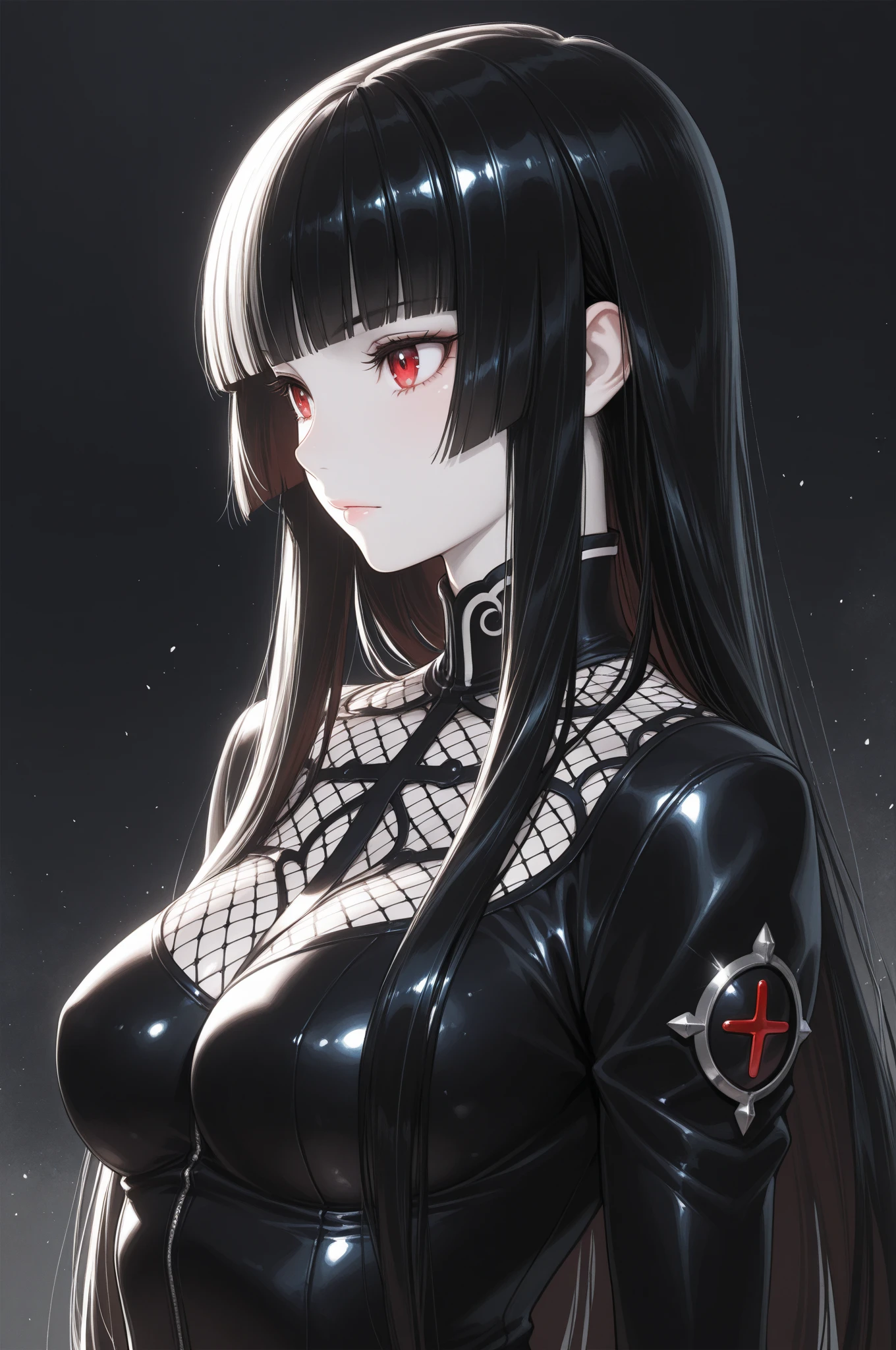 1 girl、Detailed facial details,Cat ear,Black long hair,Red lips,Slim,Large Breasts,Wearing white latex lace tights,knight,Charming red eyes,Handcuffs,Collar,Radiant Skin,Bright castle,Medieval Castle