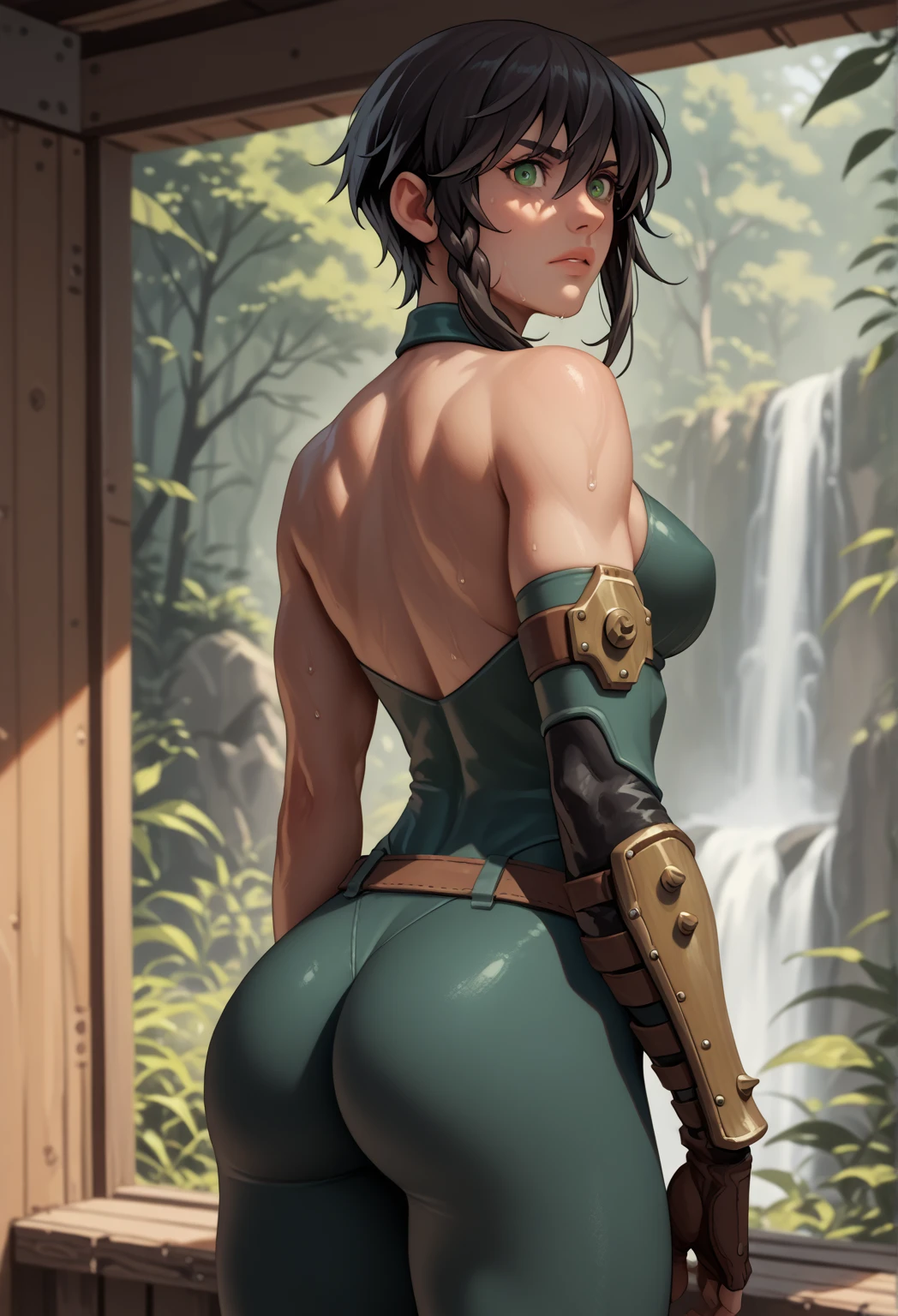 ((masterpiece,best quality)), absurdres,
<lora:Kaz_Afk:0.8>, Kaz_Afk, dark skin, cat tail, black leotard,
forest in background, cinematic composition, dynamic pose,