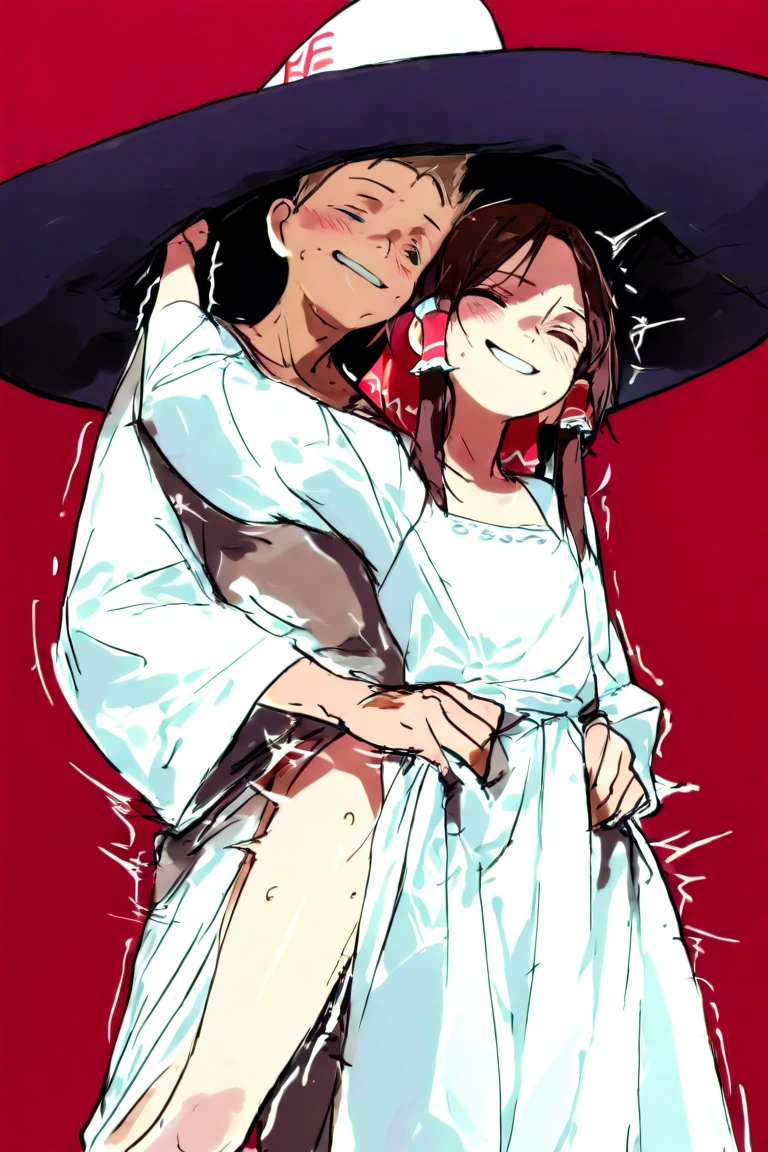(Roxanne+ Rurushi Maid outfit) 2girls together, standing next to each other, holding hands and hugging each other, french kiss, kiss, add details, very detailed