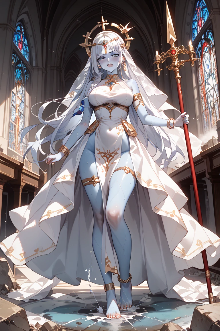 Top anime Art- Woman in white dress, full body pose, long hair and white cape, goddess. Extremely high detail, super detailed fantasy characters, CGI anime fantasy artwork, master anime character art 8 K, beautiful character painting, ((beautiful fantasy queen)), beautiful and elegant elf queen, extremely detailed art germ, fantasy art style