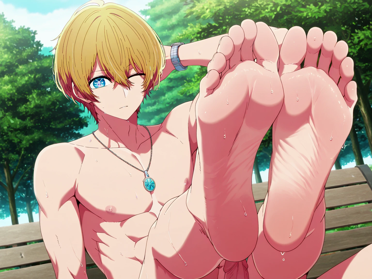 horikoshi kouhei, absurdres, teen bakugou katsuki, blonde hair, boku no hero academia, chama kou, highres, looking away, male focus, short hair, spiked hair, 4k quilty, beach, ( teen Bakugo_Katsuki, detailed eyes, detailed face, (((full body))), visible foot, no clothes, barefoot, laying on the ground, legs raised all the way up and their ankles crossed behind their own head, showing off anal/ass, sandy blond hair, sandy blond hair, smile face, looking at viewer, embarrassed, blush, camera viewing the front, (((Crossed arms)))), showing off belly, masterpiece, best quality, male focus, upper body, handsome, male, gay, smooth and sharp focus, Wet body, (((XXL up penis))), (((nsfw))), (((Breeded))), (((emphasizing the extraordinary size of pregnant belly))), (((36 months pregnant))), (((pregnant belly))), ((impregnated))), (((nsfw))), (((giving birth to semen))).
