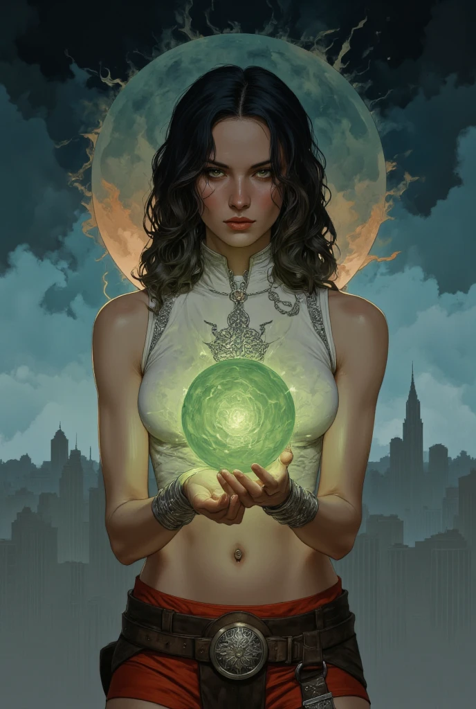 (Mila Kunis, 25 years old, in a sheer nightgown, in a trance), is being entangled by giant slimy eldritch tentacles which are ripping off her gown and exploring her as the ufo flies over the city, night
