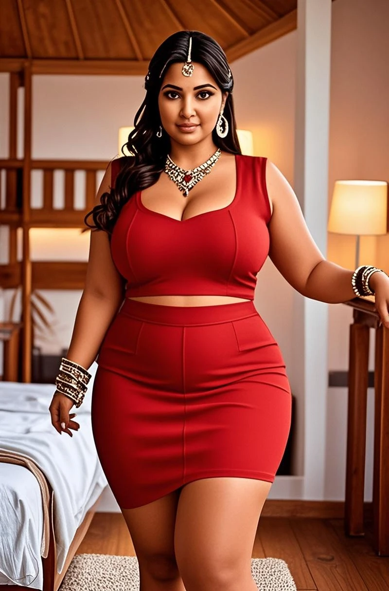 Riverside image of a18-year-old woman posing for a school photo in a school masterpiece, (photorealistic:1.7), best quality, beautiful lighting, Eleanor Desi Woman, 20-year-old, with big breasts, as a plus-size model, extremely high bun, long and extremely curly hair, lifts red skirt up, raised red skirt,Bbw Pakistani,(white long dresacing the camera)(big booty) (face here) Plus size bbw big , (wide booty)insanely inflated hips,Thick body ,fat body , curve shap body, widest hips , thick hips ,widest breast, thick breast,red color dress