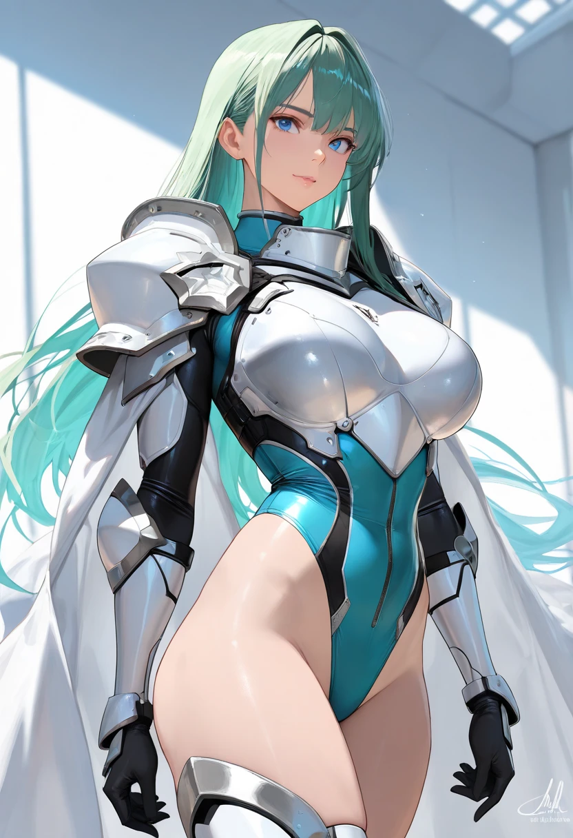 (melhor qualidade:1.3), Mt Lady by Boku no Hero , (demon girl) peituda, sedutora, sexy,  peitos , cabelo branco com as pontas verde claro, chifre com as pontas vermelho