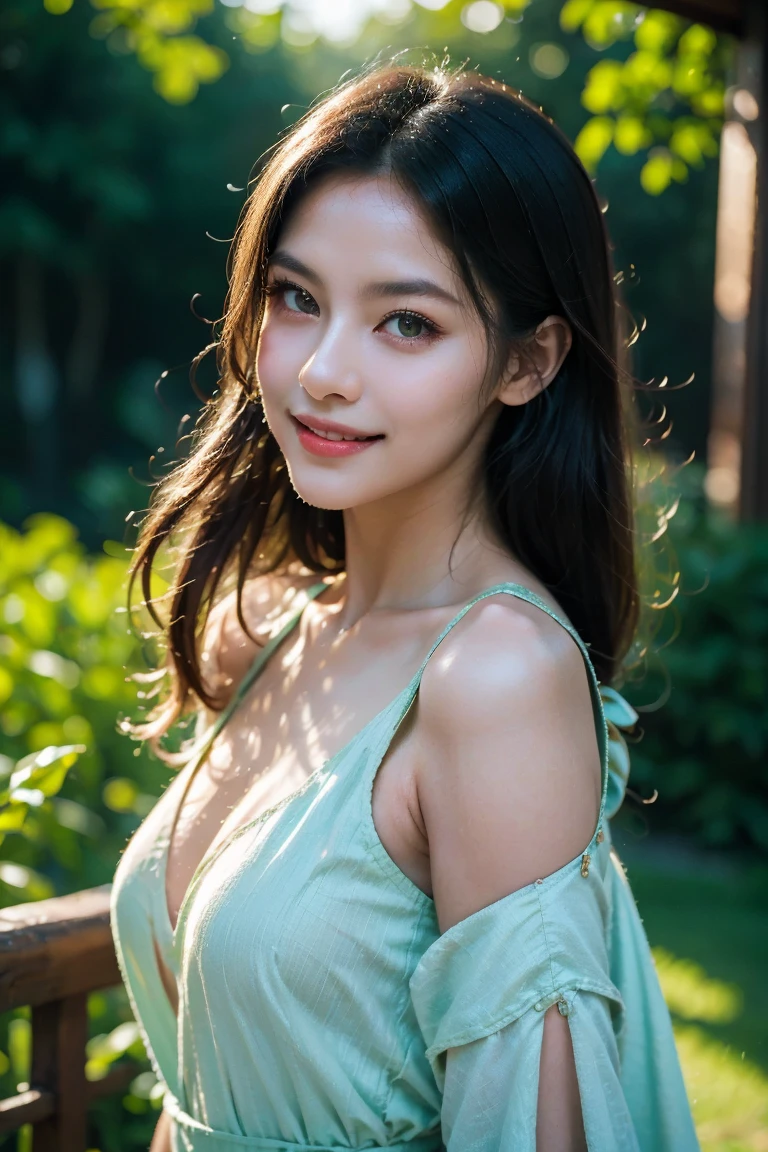 seed:381696201,((From above:1.2))、((Highest quality, 8k, masterpiece: 1.3)), concentrate: 1.2, Cute 1,The nipples are erect、 Perfect beauty: 1.4,Floral print off-shoulder blouse、Randall Color:1.1, Highly detailed face and skin textures, fine grain, double eyelid, whitening skin, ,Highest quality,Ultra-high resolution,you,1 person,alone,_Shiny_skin,iris,necklace,((brown_length_Wavy_hair)),(lips)),eyelash,Front hair,deal with,Compensate,Shiny,pore,skin texture,Large Breasts、smile、Walk in the park、