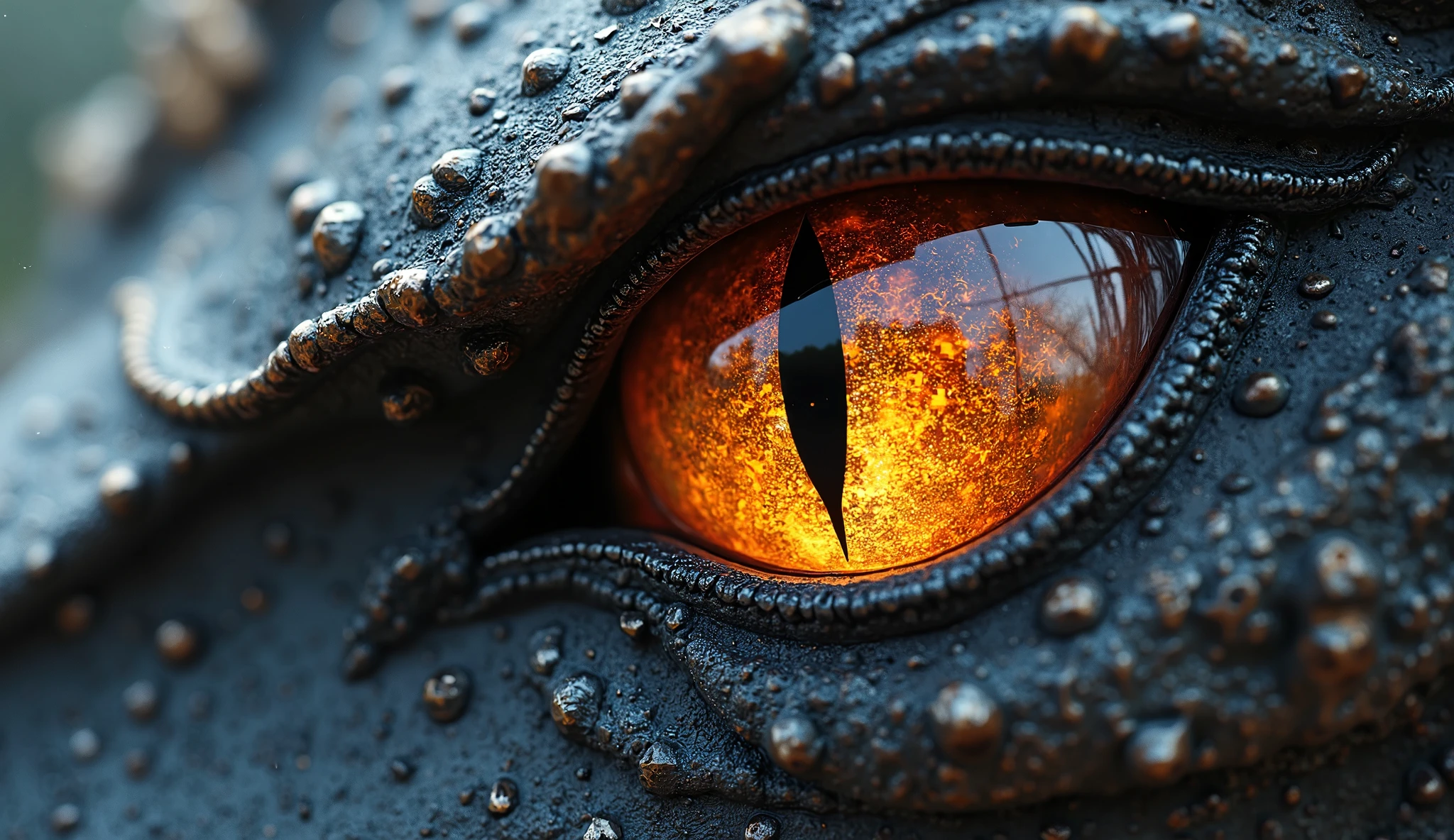 Close-up of a magic snake's eye, one of dark scales with burnt gold, this in manga style, drawn in manga style, in manhwa style, Close-up of the eye of a magical scaly snake, drawing, escama al estilo drawing de scketch, black scales with gold, black scales with gold, eye of a dragon, eye of a dragon. ash gold color, dark place, dark place, low light, magic castle, Dragon Eye ash gold color, lugar con low light, an environment without light, un dark place por total.. iris with great detail, well drawn eye, eye that looks drawn, Dragon Eye, environment without any light, dark environment