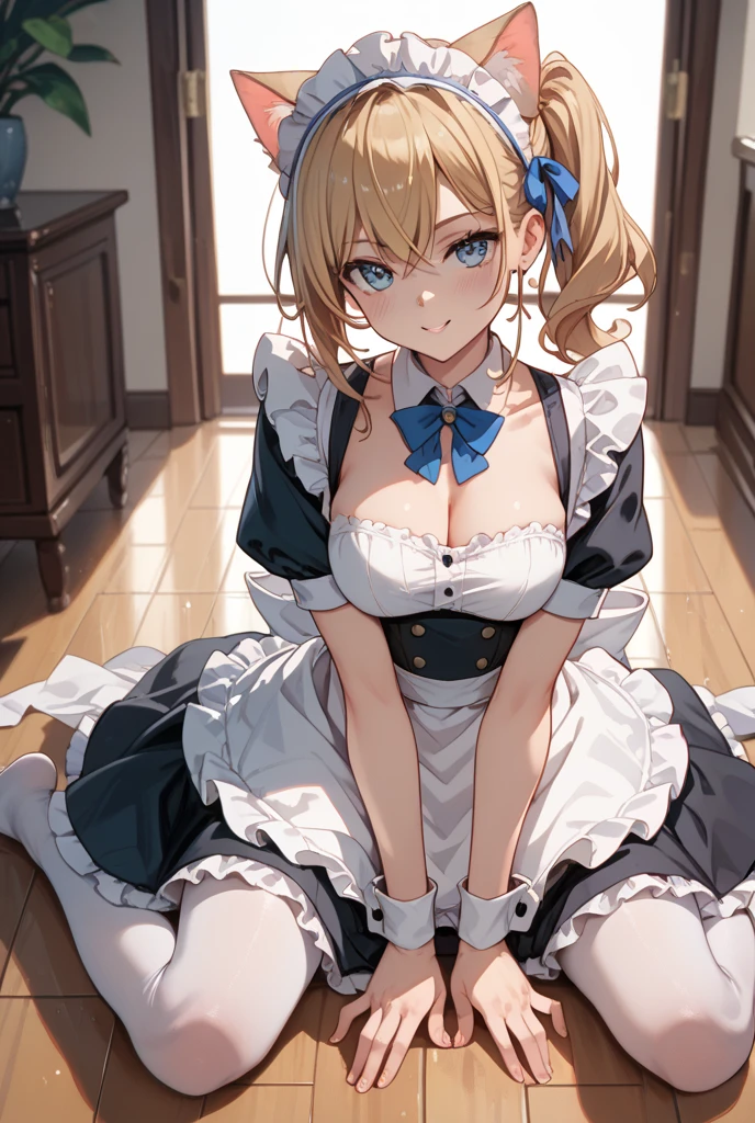 blue archive,Asuka horse Toki,Toki Asuma,(masterpiece、beste-Qualit:1.2), cow boy shot, 独奏, 1girl in, Tokidev, Maids, deadpan, a closed mouth, blonde hair, Maid headdress, blue eyess, maid apronl, blue bow,,hugetits,bewitching,A sexy,aphrodisiac,soio,on the beds,lie down,Sweaty,Wet area,Sexual pervert,Expose the cleavage,sexy,Beautiful fece,opening legs,defenseless,teats,Beautiful areola,Clothes show through with sweat,Ashamed,be shy,Kneading milk,Emphasis on milk,marriage ring,married woman,Clothes come off,Self-restraint,Blowjob,undergarment,mothermilk