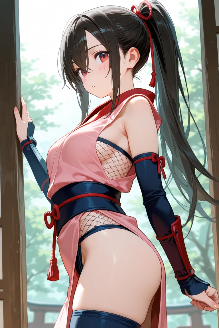 nsfw,((shibari)),((arm behind back)),(((fully tied up,red hemp rope)))), ((pillory)),restrained,((highest quality, 8k, masterpiece: 1.3))), panty focus: 1.2, beautiful woman, wet body: 1.5, Very detailed face and skin texture, detailed eyes, double eyelids, BDSM,from below, up skirt,(((open shirts,show off pointy breasts))),((cameltoe,bulge)),(((show off elaborately intricate designed luxury and brightly various color and style panties))), (((moist panties are digging into crotch))),((love juice,love juice stain)),(((panties aside,slip pubic hair))),nsfw,