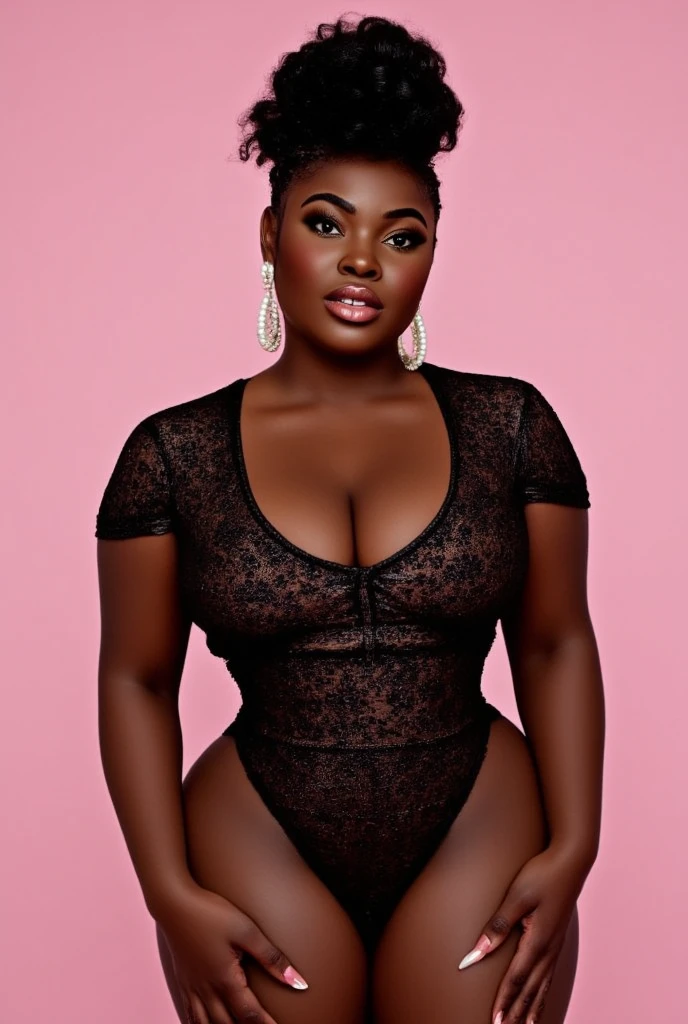 1 black woman, big , sensualizing, apartment balcony