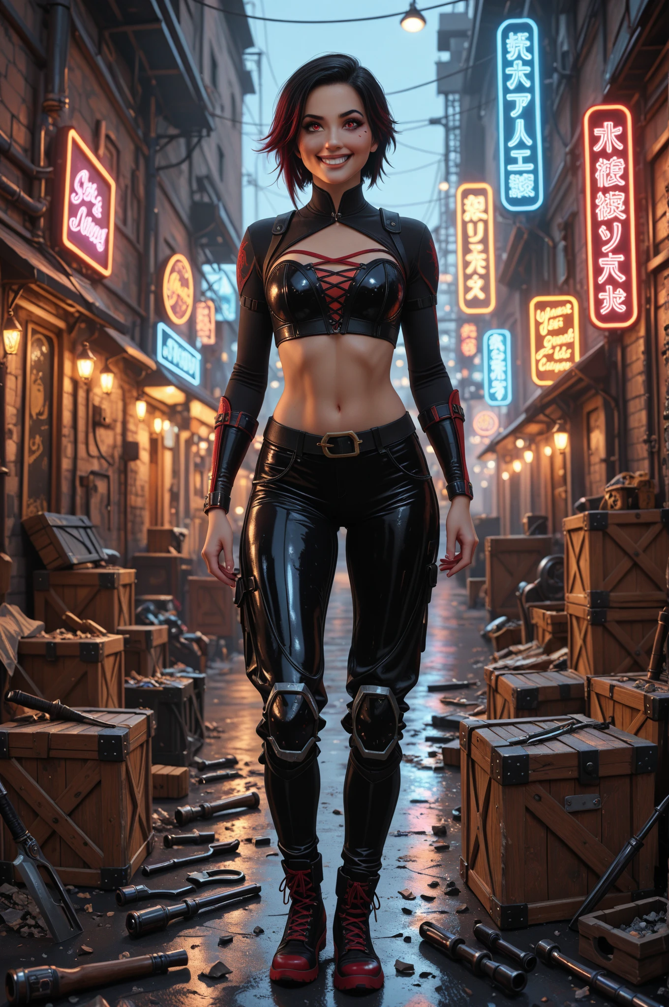 (Giantess element, high resolution, high quality, accurate body structure, detailed body), focus on girl,
BREAK,
Sexy, combat uniform, girl, looking up at approaching woman from below, cute, (girl destroying town with magic: 1.2), mischievous expression, white skin, smiling, trampling, walking, anatomically correct, accurate human body, accurate skeleton, full body portrait, shock wave from girl's hand, magic shock wave,
BREAK,
Destroying town, rubble, burning town, destroyed building, collapsed highway, car being crushed, evacuation of residents, sunset, burning town, rubble scattered at feet, increasing destructive elements, lightning-like aura, in ruined city,