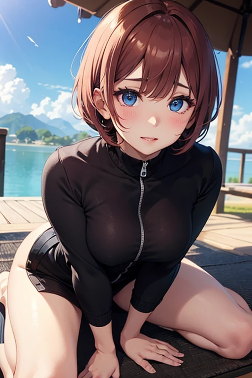 masterpiece,One girl,alone ,Heart-shaped pupils,Open the front,hoodie,,  Static Restraints,Exposing her breasts　A woman with a large penis growing out of her vagina and inserted into a dummy　カレーライスを食べる　