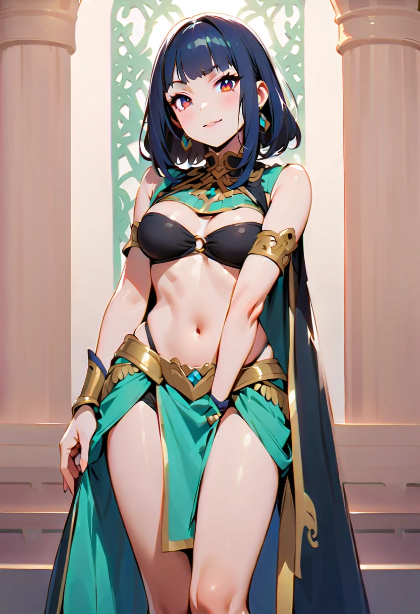 1girls anthro areolae belly dancer outfit big breasts female female only heart large areolae loincloth looking at viewer mouth veil nipples see-through smiling smiling at viewer solo talking to viewer thick thighs
