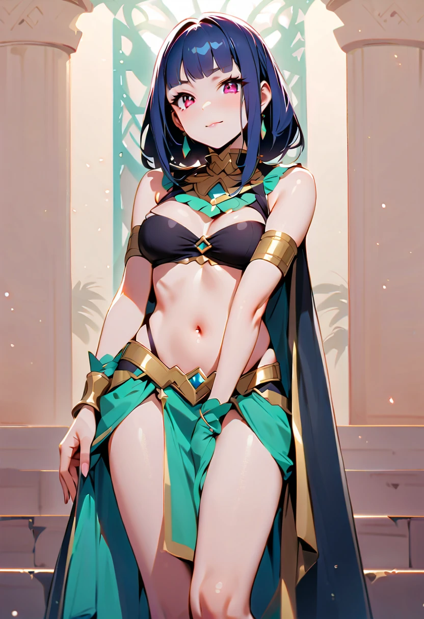 Photorealistic, raw photo, hyper detailed, detailed background, studio lights, chromatic freak, best shadows, solo, 1 woman, an arabian princess, brown skin, brown eyes, wearing sexy Royal BLUE clothing, Medieval Arabia, shoulders showing, navel showing, lace, makeup, small tight breasts, flowers, plants, shiny skin, realistic skin texture, HDR, 8K, sharp focus, cinematic, on a couch,  intimidating, low angle shot, showing her perfect feet, (((feet fetish))),