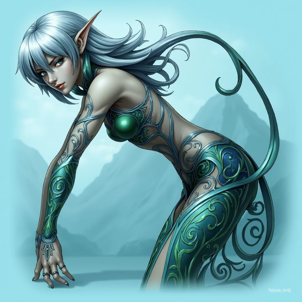 A (((full-body))), ((ultra-detailed)), ((masterpiece)) fantasy art ((illustration)) of (((Jinx))). Her (((whole body from head to toe))) is shown, including her feet.