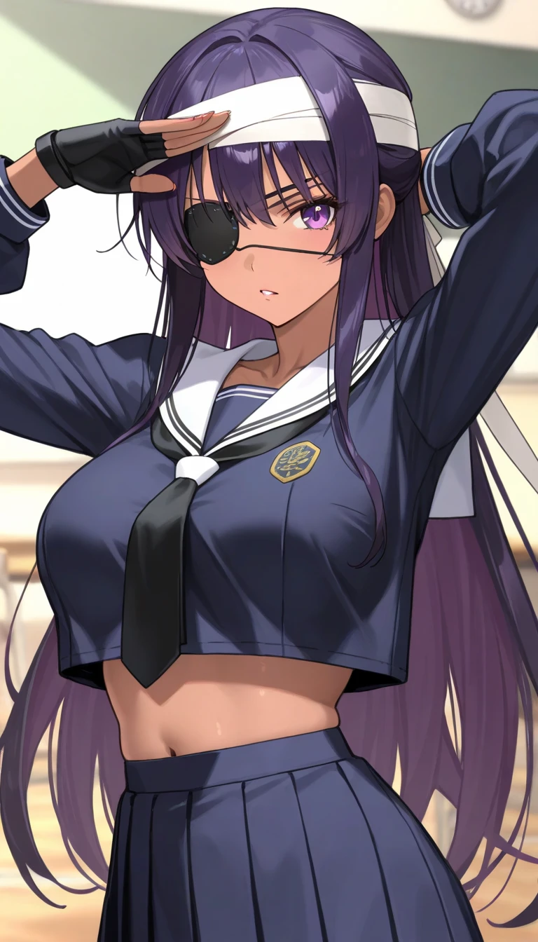 Sailor, Mature Woman, masterpiece, Undressing,((Purple Hair)),Glasses