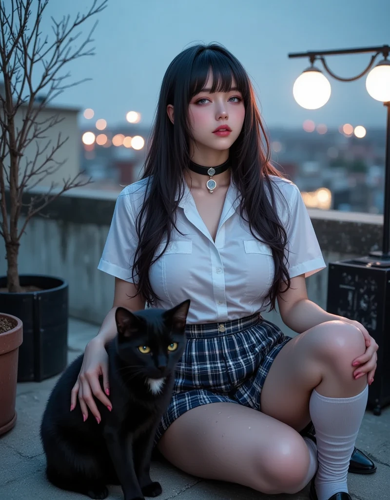 pleatedskirt,High socks,Real Human,long whitr hair,sexyposture,Royal sister,C cup,