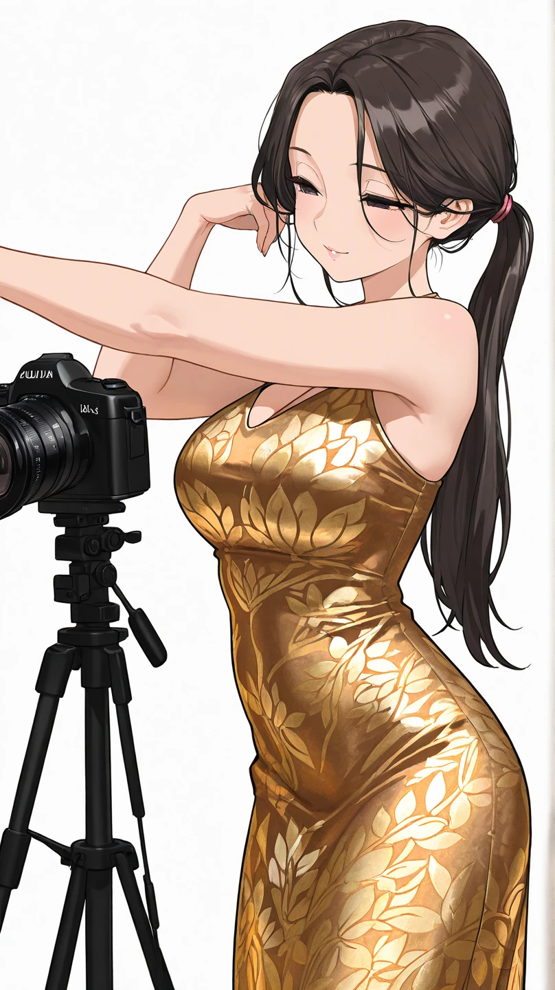 A big breasted naked beauty stands in the middle of the picture(Photographing a beautiful woman's whole body)(The beautiful woman makes an embarrassed face)(20-year-old)(one person)(Exact number of legs)(Exact number of arms)