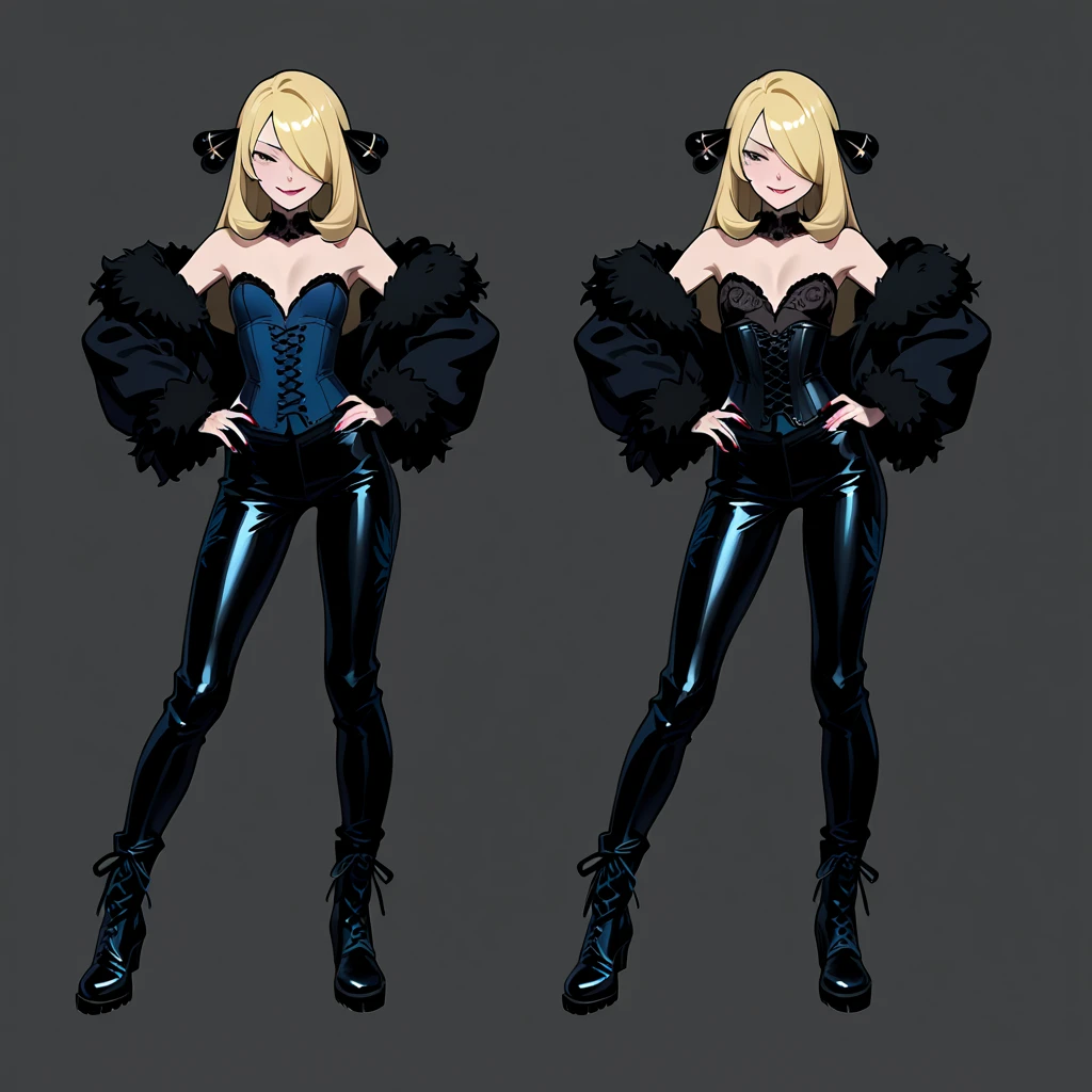 Black and white only. Mainline only.Vector line.Simple.Black Bikini.Black thigh-high boots with stiletto heels.Black corset.Black Long Gloves.Black garter belt.blonde.Full body image of a woman.No background.Cat mask.single