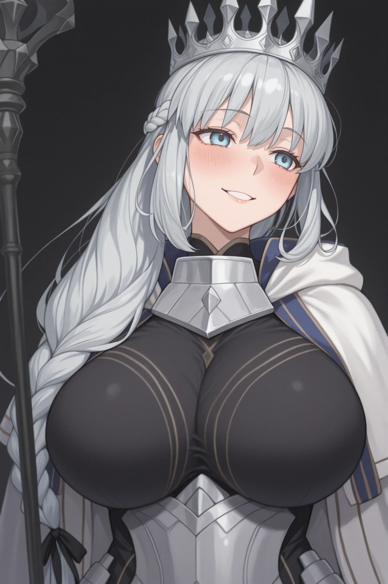 (White Hair)、Long Hair、Purple Eye、(very, very big breasts)、Nipples、breast milk squirting、Erect nipples、Face after climax、(smile)、Soaking wet、Peeing、Mole on upper chest、Nipple Pochi、Evil female executive、Antagonists、(villain)、Naughty older sister、Evil Queen、Sexy combat uniform with visible breasts、Purple-themed clothing、Naughty decoration、Spraying from the nipple、breast milk squirting、milking、milking、White mucus、(((Having my breasts sucked by a man)))、(((The clothes are risqué and evil)))、Ecstasy face、After I'm、Climax、((((Fucked in doggy style position))))