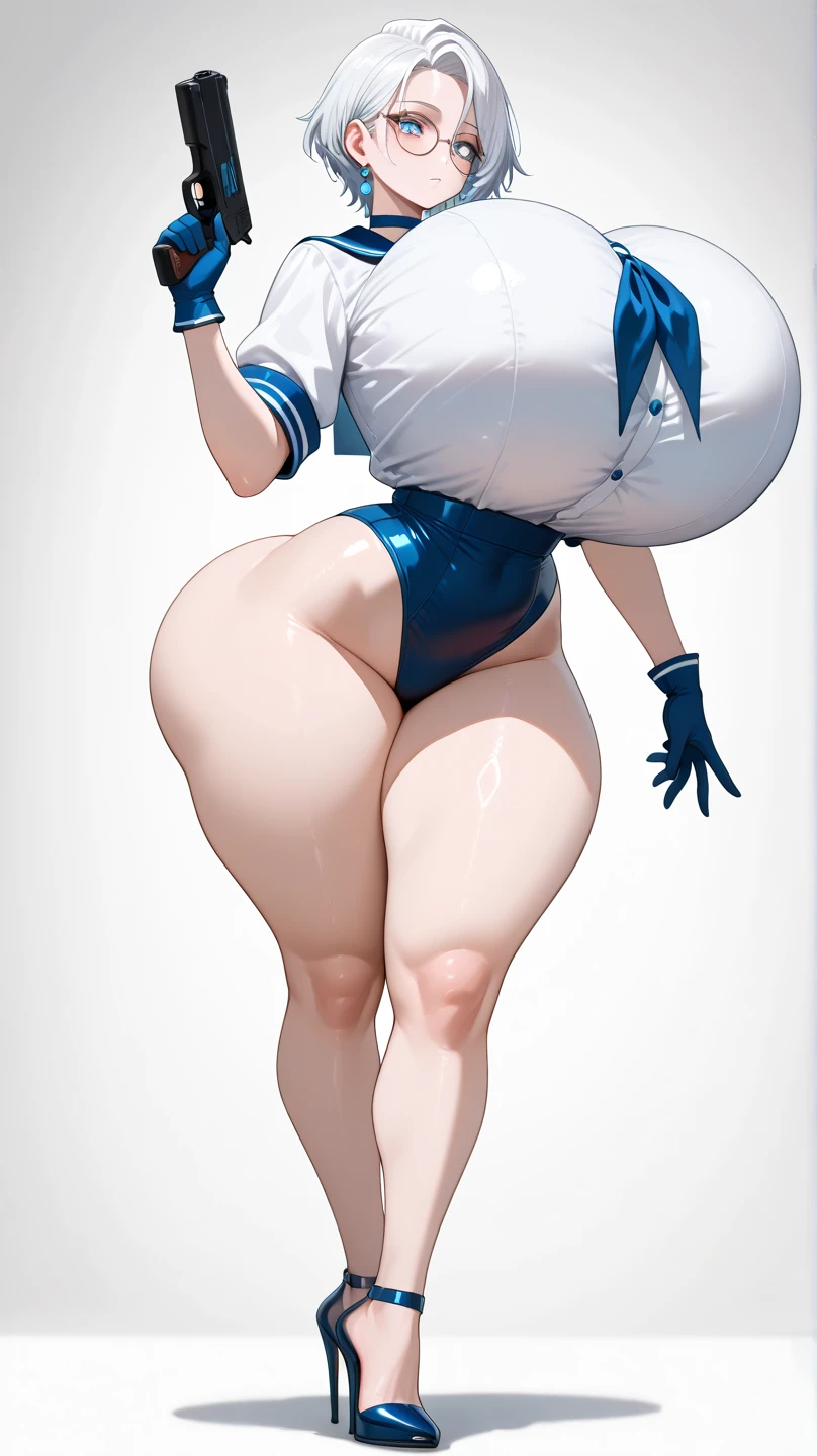 Big Breasts, Big Hips, Full Body Shot, Mature mother, Voluptuous thighs, ox, Seductive mature woman, Perfect body, Plus Size Model, Sailor suit, Wearing high heels,Miniskirt Uniform, Chunli,
