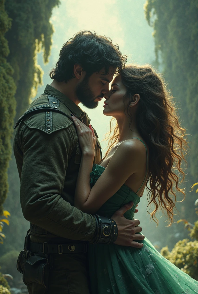 The queen and the attractive man in forest