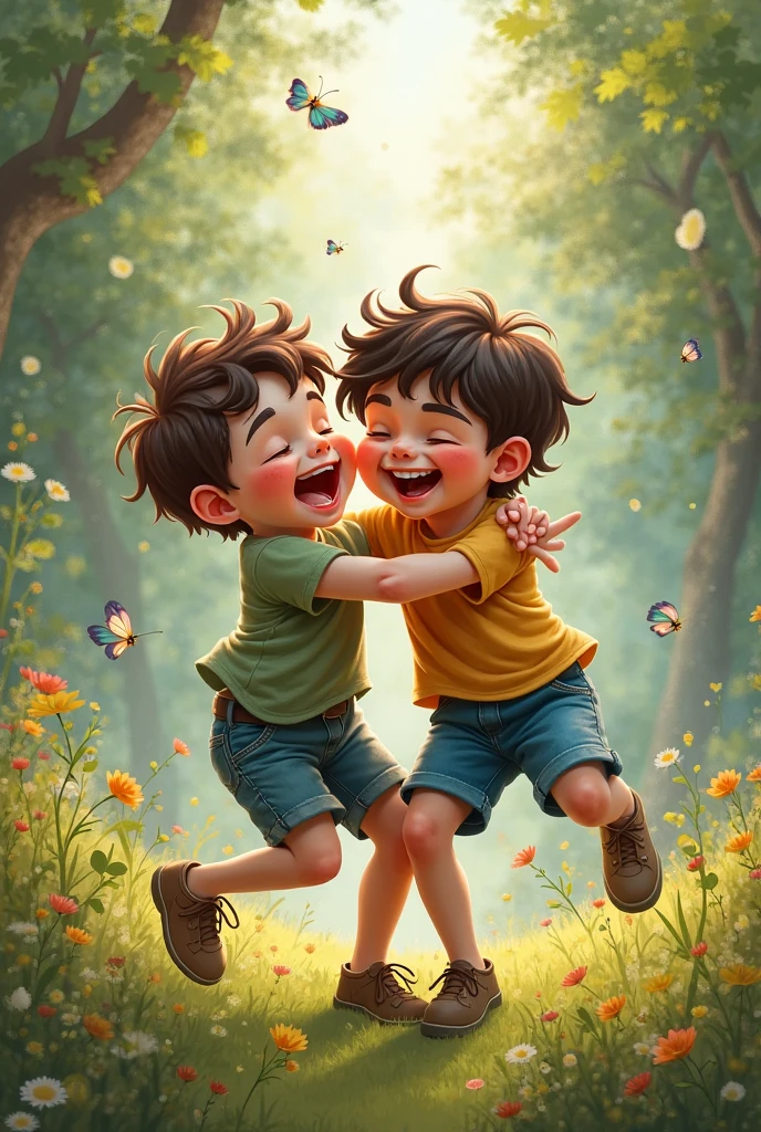 Two children, 10 and 8 years old, beating a 7-year-old boy