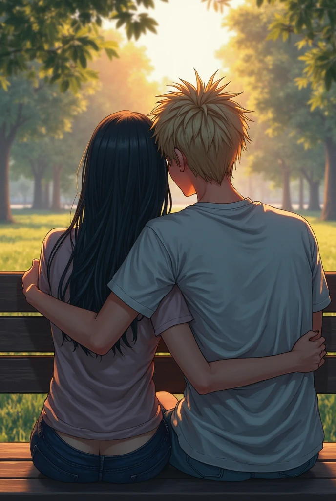 Warm evening, a behind angle of a brunette Irish girl and an African American boy are sitting on the river in an embrace and looking at the sunset, how slowly the sun sets and what bright colors blur across the evening sky. The sun sets below the horizon, and cold stars begin to appear. A gray fog spreads by the river, it covers everything around. It's getting cooler, the birds stop singing, the slight smell of flowers is getting stronger.