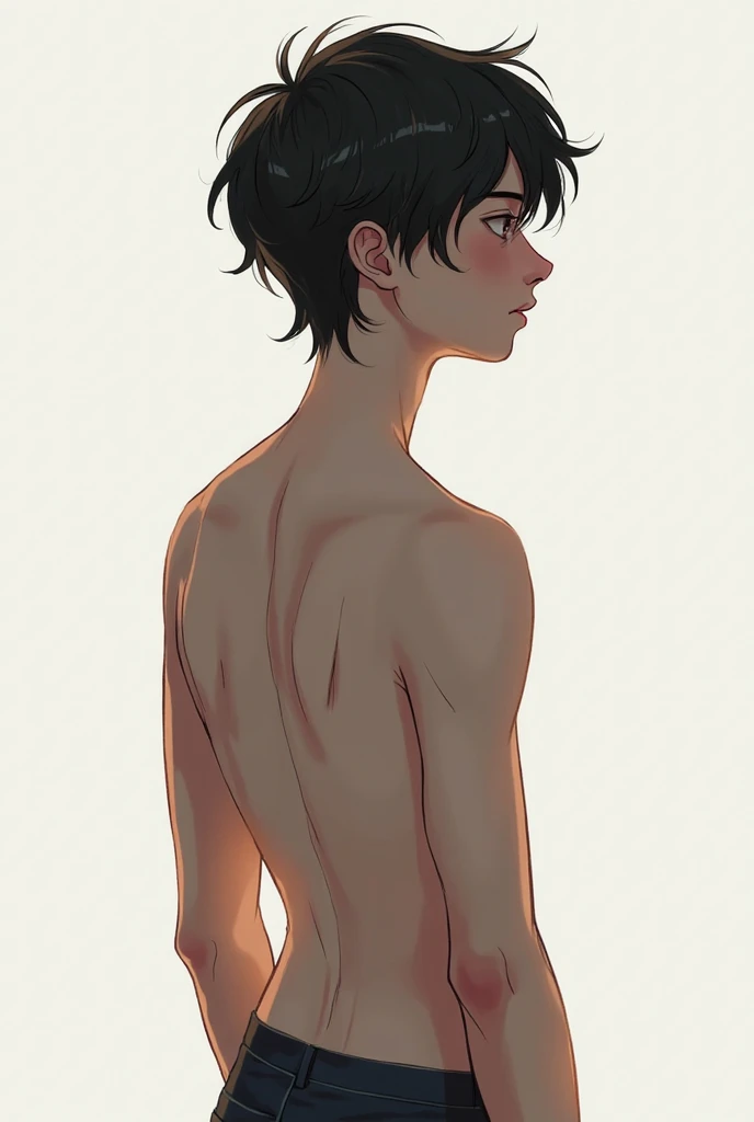 18-year-old boy, Completely naked ,Black Hair,   Thin、Beautiful Boy、Japanese、Dark Eyes、whole body、Back view、Butt、turn around、Short Hair、Short cut