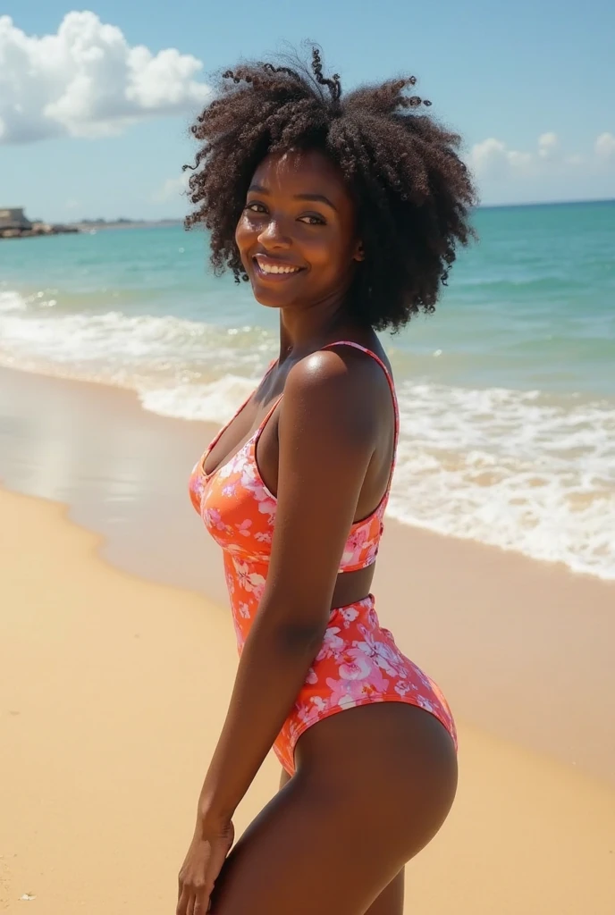 , MILF, EBONY, SENEGALESE ,BBW, photo vintage, visage feminin parfait, erotic, , tache de rousseur, 1969, Tout de suite, , choker, aroused, MODE, TRES TRES GROS SEINS naturels, his qui debodenr du maillot , FRONT VIEW, red COSTUME, BEAUTIFUL EYES, BEAUTIFUL HANDS, LIGHT SMILES, Beach BACKGROUND,