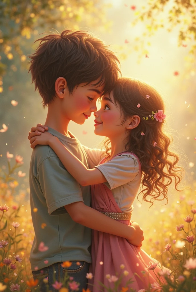180 cm boy and 135 cm girl standing together as a couple in realism 