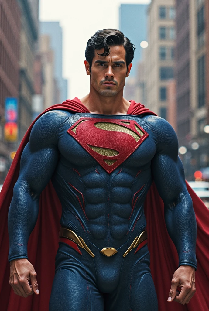 Henry cavill is superman , superhero, upper body, illustrator by Jorge Jiménez , colours, draw comic, 1boy, building destroyed
