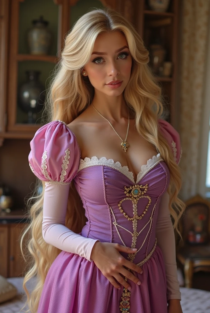 ultra high quality, a blond pretty woman halisi <lora:khalisi:1>, good lighting, a closeup portrait of a playful maid, undercut hair, apron, amazing body, pronounced feminine feature, busty, kitchen, flirting with camera