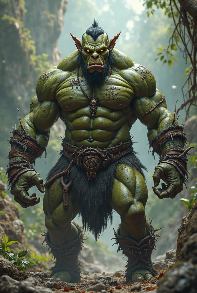 Muscular orc with lots of hair
