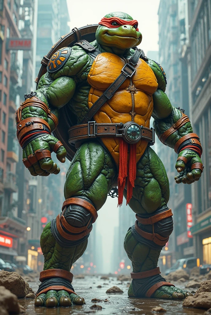 hyperrealistic, (photorealistic:1.3), Depth of Field, film, Cinematic, Cinematic Lighting, Movie Still, Film Still,
(breathtaking:1.25), a Teenage Mutant Ninja Turtles, (orange eyes:1.05), (cyborg:1.3), (street scene, dynamic pose, contrapposto:1.3),
BREAK
cyberpunk style skyscraper, ((intricate details)), hdr, ((intricate details, hyperdetailed)), cinematic, vignette