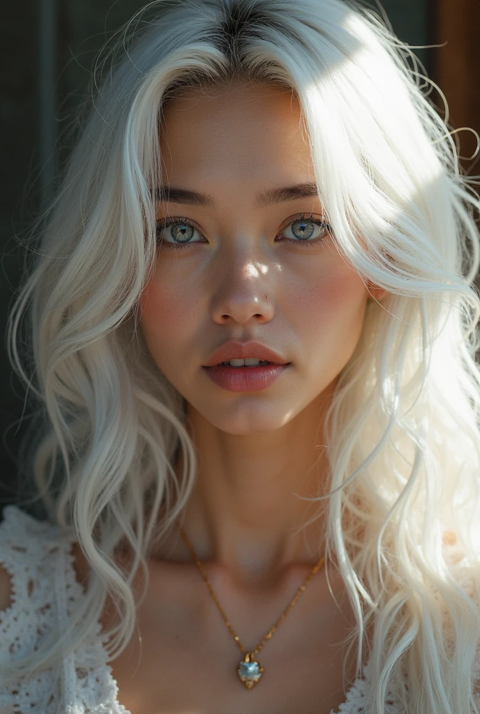 une beauté inégalée, peau brillante, ferme et brillante, frange entre les yeux, brillant droit belle blonde platine, Cheveux soyeux super longs et raides, eye-liner, Sexy belle innocente de , haute définition, grands, beaux, beaux yeux bleus brillants, belle et charmante fille, visage de bébé, Chemise à manches courtes
