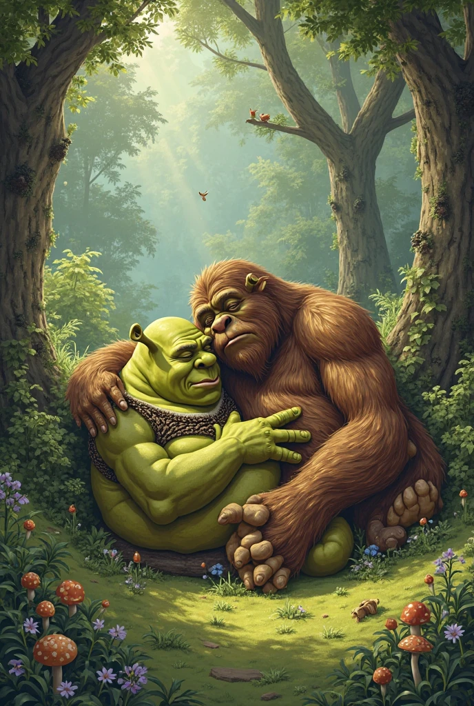  A Limp fainted sleepy blonde leopard bikini cavewoman being carried by giant gorilla in his arms cradling her nsfw