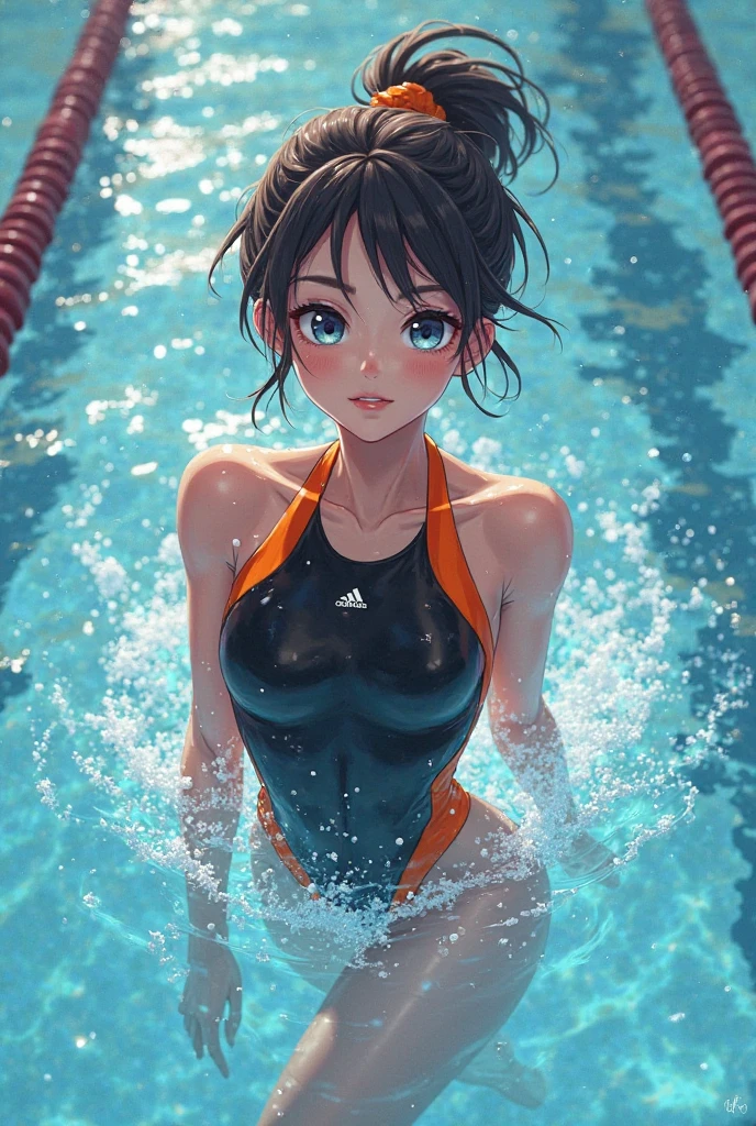 masutepiece、hiquality、Hi-Res、1 persons、girl with、onepiece swimsuit、Accurate drawing、Detailed drawing、