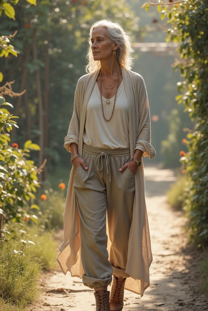 Mature woman barefoot