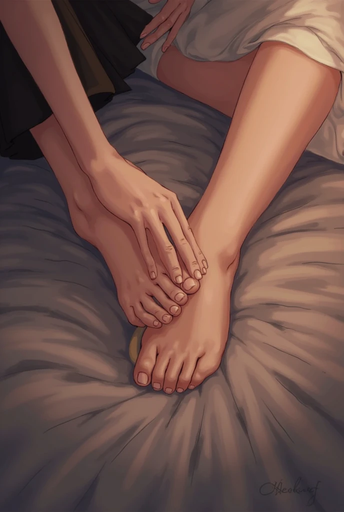 Tsunade feet painted white are licked