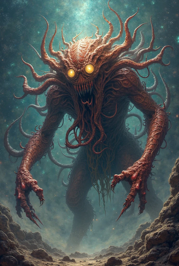A horrific fusion of an octopus and a spider, the Octospider features 8 hairy spider legs sprouting from its body and thick tentacles circling its face. Its spider eyes protrude from its head, giving it a menacing appearance. The Octospider uses its sticky legs to ensnare its victims, then wraps its tentacles around them to keep them from escaping.