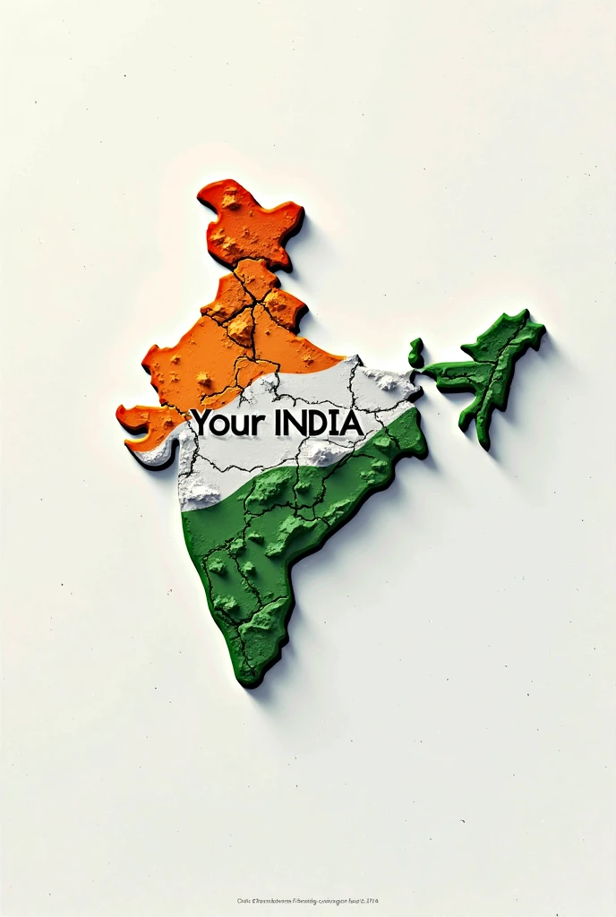 3D representation of the letter K intricately designed to reflect India's cultural landmarks and colors. The top features buildings and structures in orange and white, with a green base representing the Indian flag. An emblem resembling the Ashoka Chakra is central, surrounded by miniature replicas of famous monuments, trees, and small Indian flags, set against a dark background.