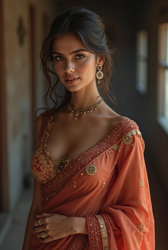 indian saree girl with cleavage