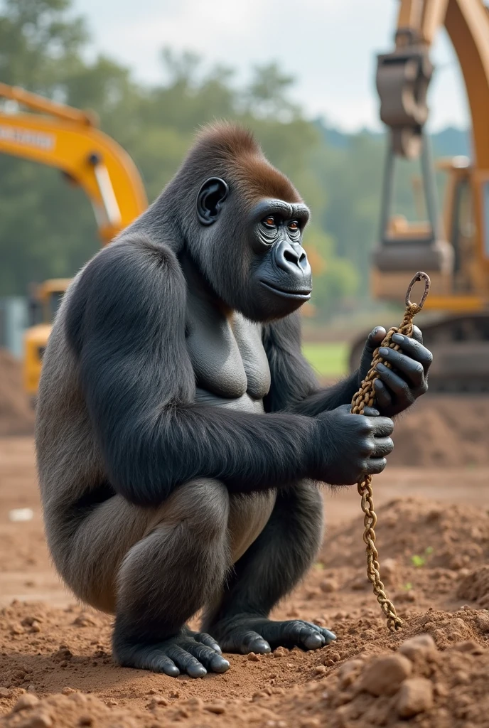 in the jungle, , a gorilla, front pillory stocks hairy ape, humid jungle  <lora:Pillory-v2-Test:.75>