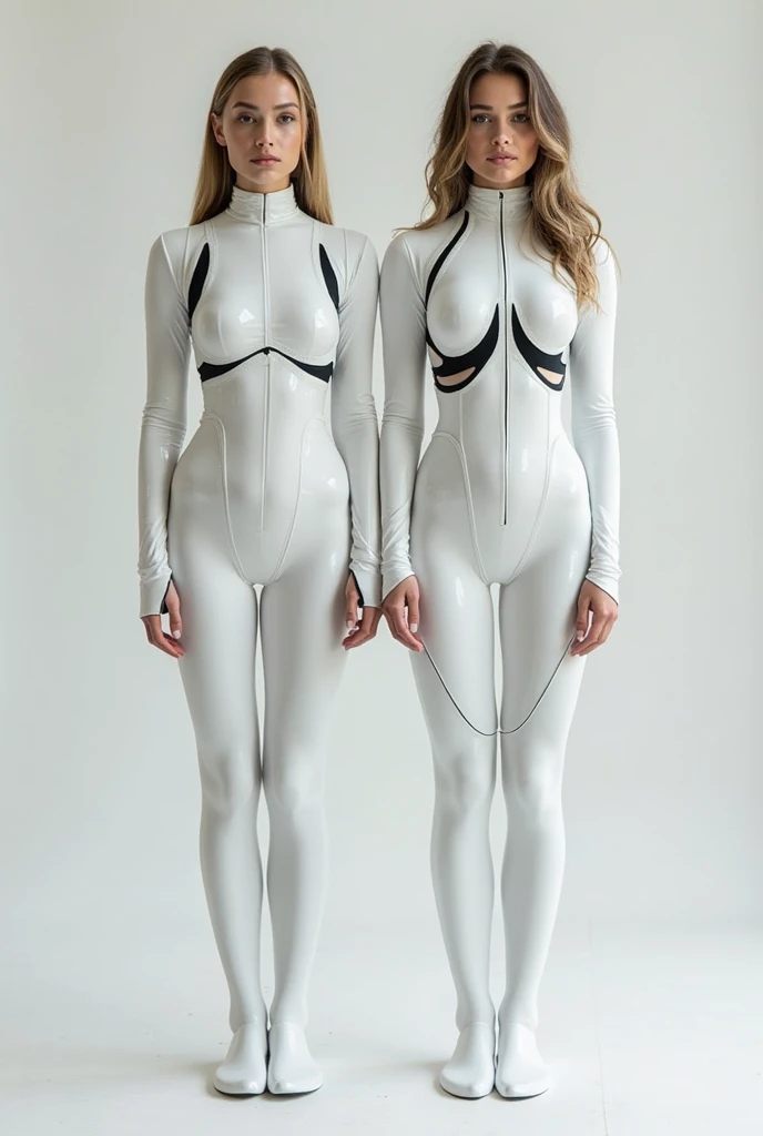 blond woman in transparent latex , wrapped in leather harness, extremely detailed , highly detailed , very sexy outfit, highly detailed character