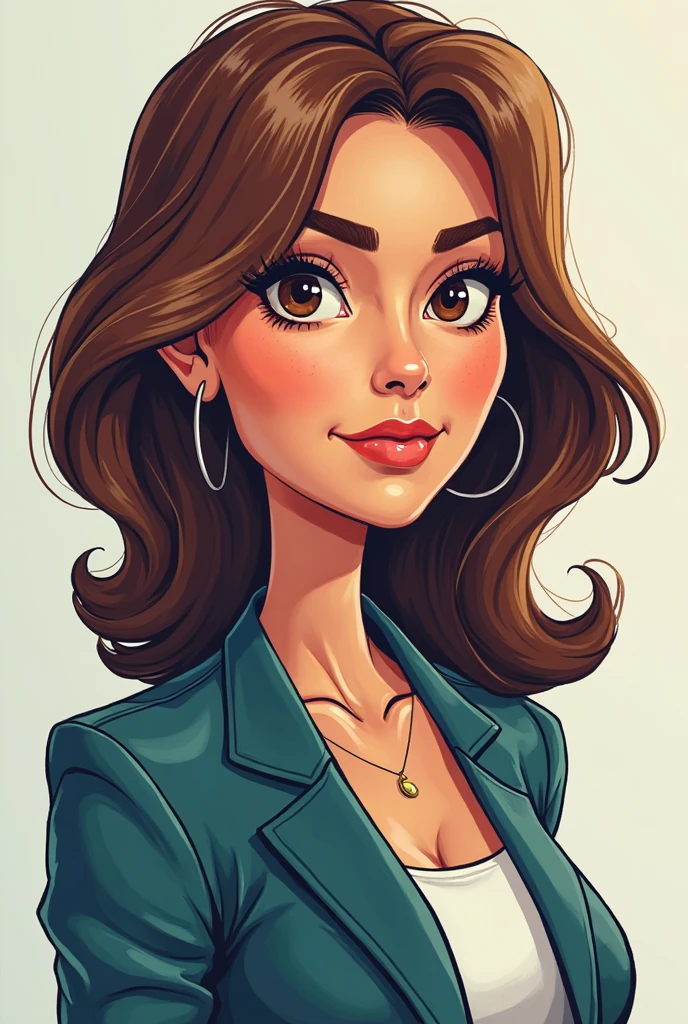 Maria Licciardi in cartoon board game mafia style with dar beige and green background with short brown hair