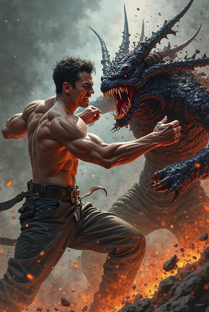 Street fighter man with shark man