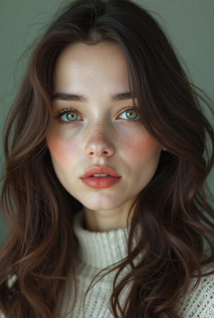 beautiful lady, freckles, dark makeup, hyperdetailed photography, soft light, head and breast portrait, cover,, best quality, (detailed beautiful face, detail skin texture, ultra-detailed body:1.1)