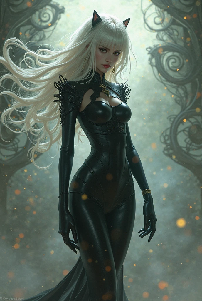 AMANDA SEYFRIED with her breasts covered by a viscous black liquid running down her body, viscous black fabric, her body and face is wet, blue eyes, white hair, black lipstick, dress of viscous black fabric running down the floor, standing on the dirt floor in a dark and gloomy forest, cloudy and rainy day, swamp,  slimy black gloves, lots of fog in the background, (photo with better quality, a masterpiece, sensuality and elegance, depth of field, HD, photograph taken by Sony R7 camera with 85mm Full frame lenses, f1.2 aperture), portrait style